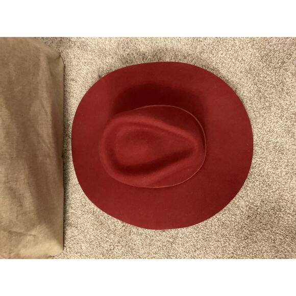 Wyeth Burgundy Wool Rancher Hat Wide Brim Boho Western Festival Fedora, O/S main image 5